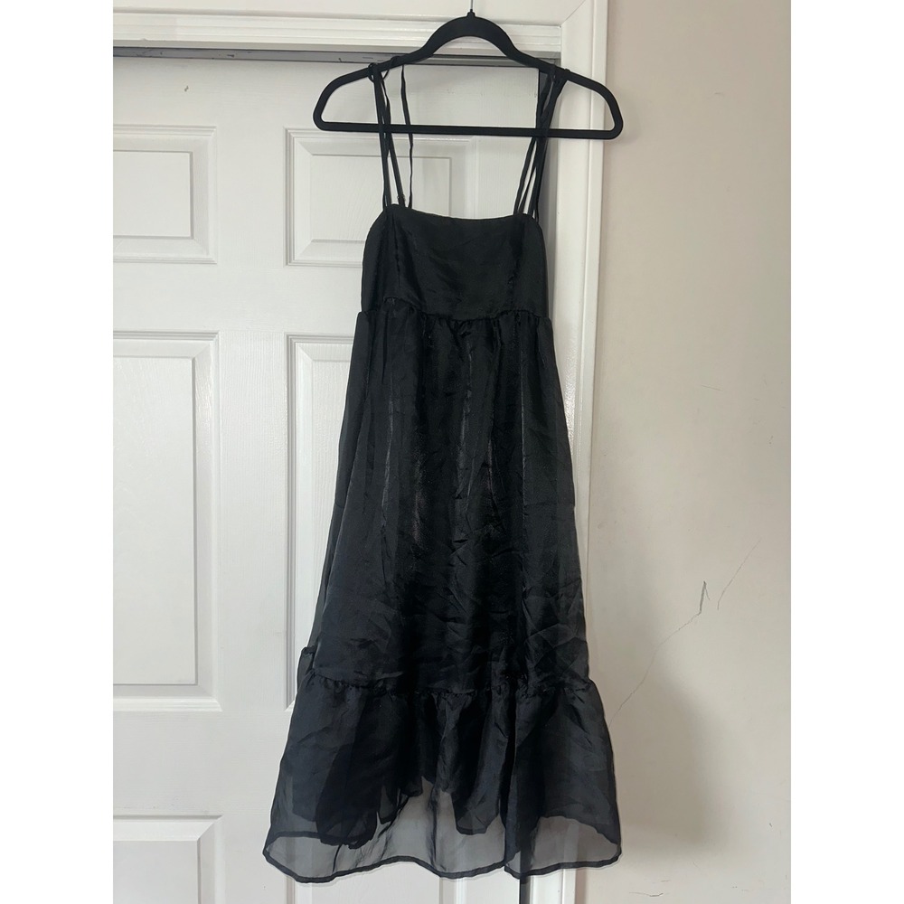 Wild Fable Black Shimmer Tiered Midi Dress NWT Small